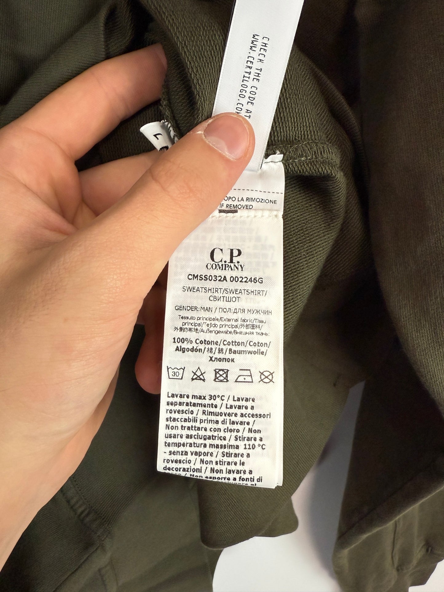Felpa verde oliva C.P. Company (nuova con cartellino) - Taglia L