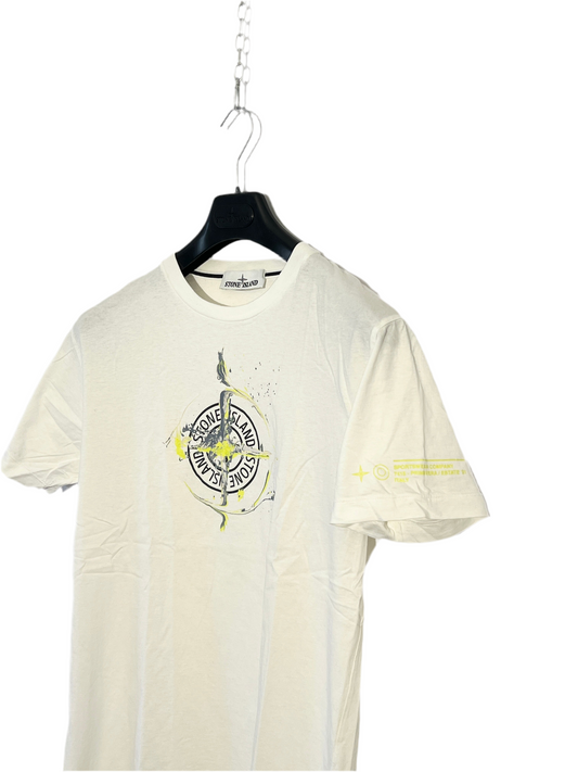 T-shirt bianca con stampa Stone Island - Taglia L