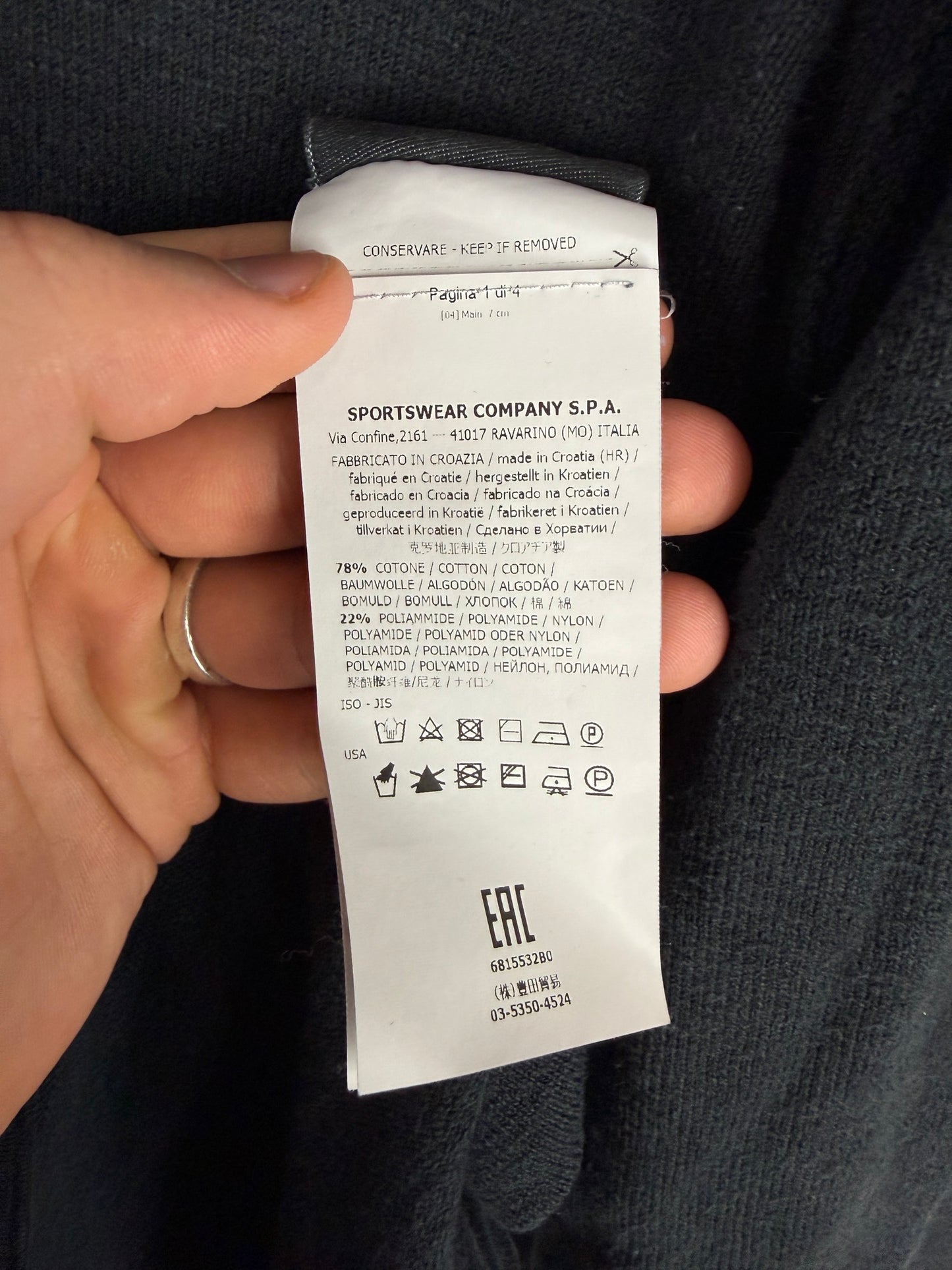 Maglione nero con scollo a V Stone Island - Taglia L