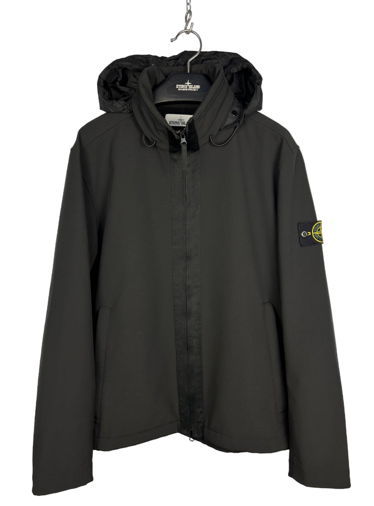 Giacca Prototipo Soft Shell-R nero con zip e cappuccio Stone Island nuovo - Taglia L