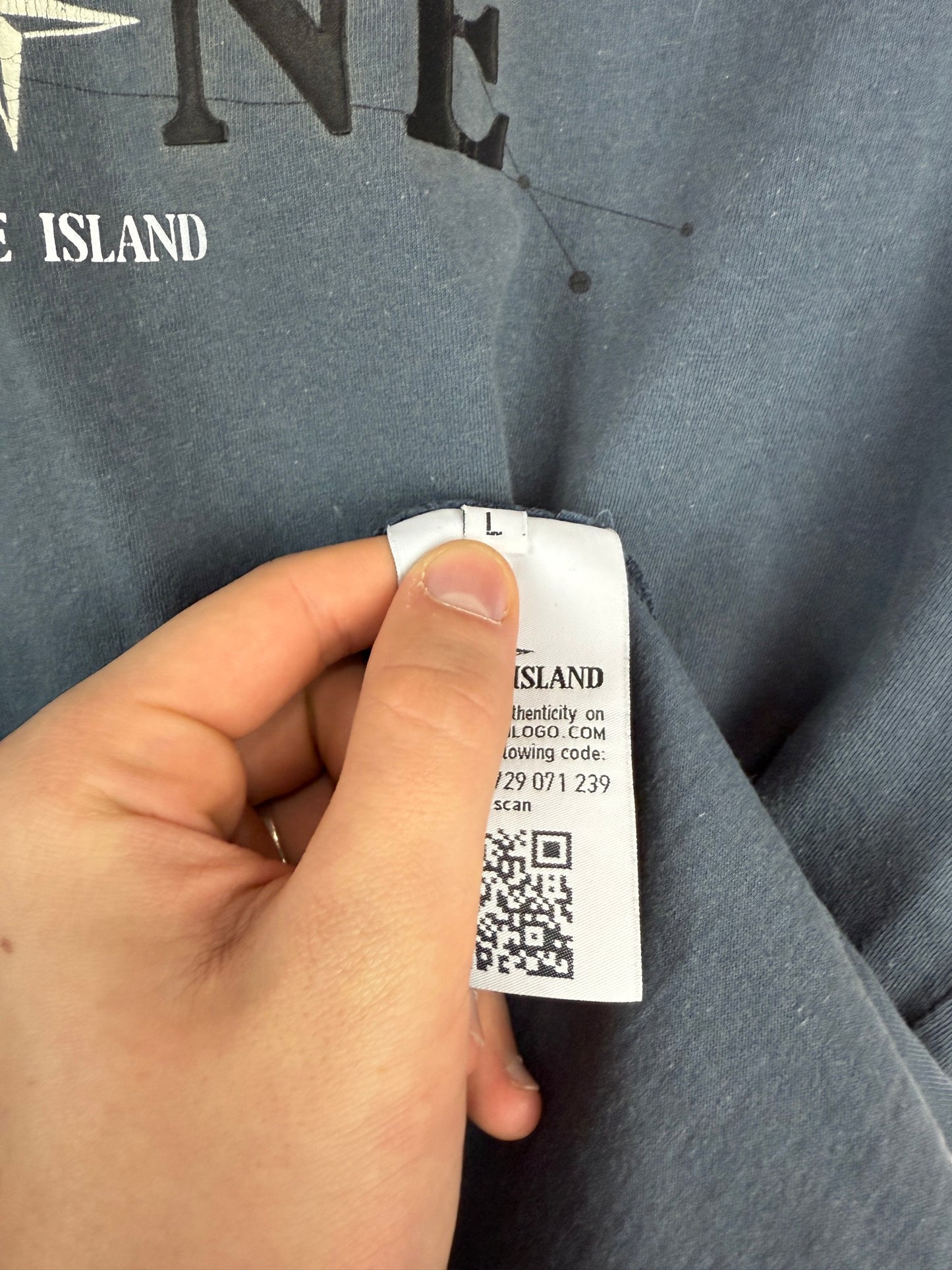 T-shirt blu con stampa Stone Island - Taglia L