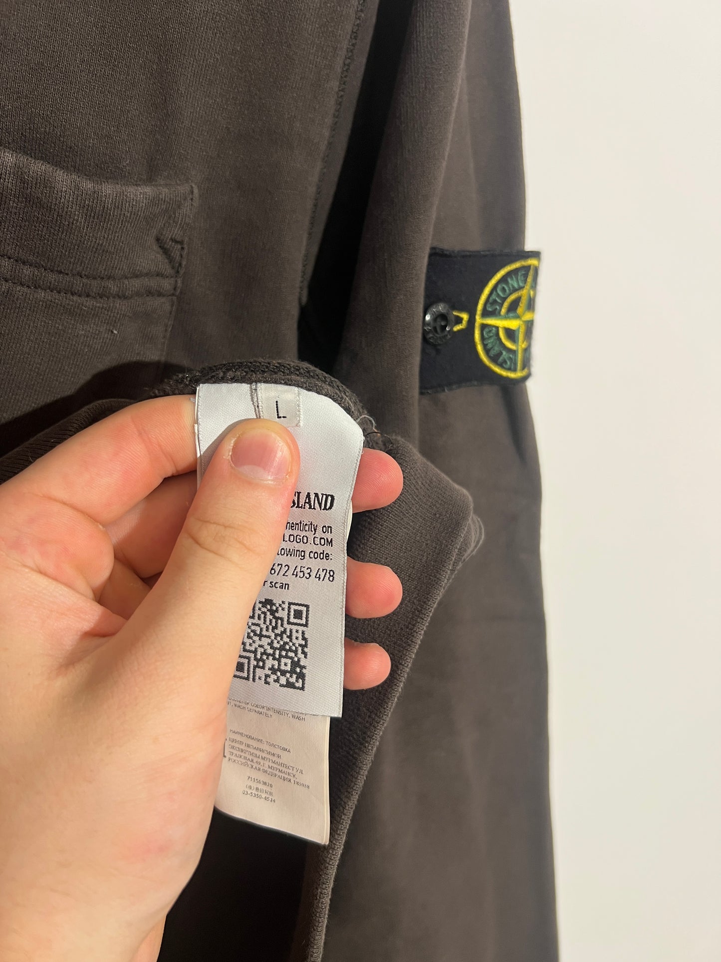 Felpa marrone con taschino sul petto Stone Island - Taglia L