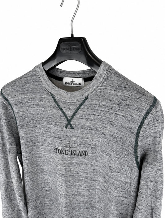 Maglione grigio mélange con logo Stone Island - Taglia M - foto 2