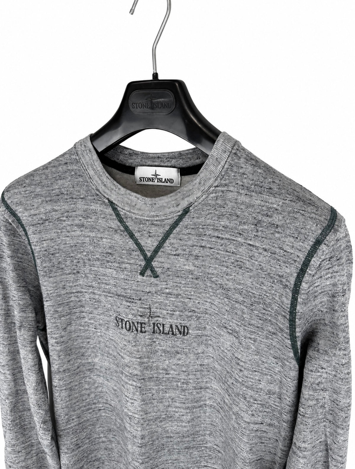 Maglione grigio mélange con logo Stone Island - Taglia M - foto 2