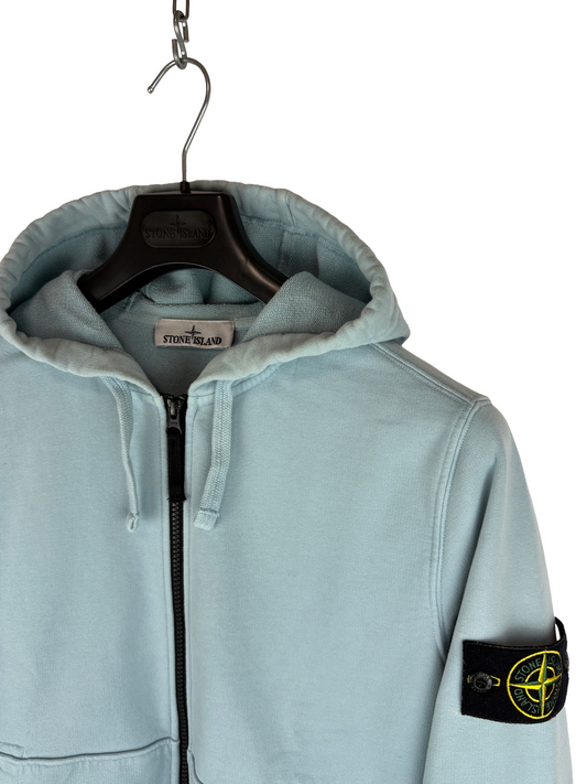 Felpa azzurra con zip e cappuccio Stone Island - Taglia M