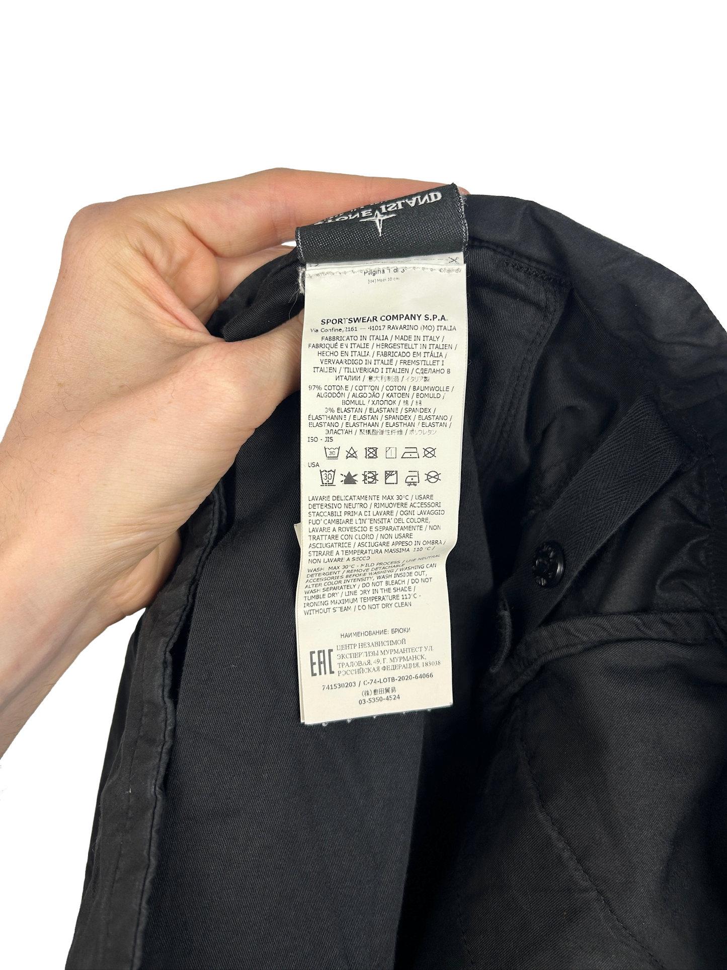 Pantaloni cargo tecnici neri Stone Island - Taglia W30