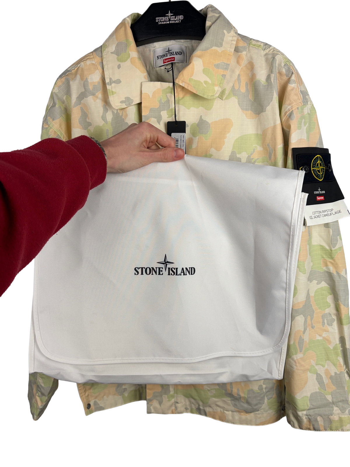 Supreme X Stone Island Camo Cotton Ripstop Reactive Ice Jacket (nuova con cartellino) - Taglia M