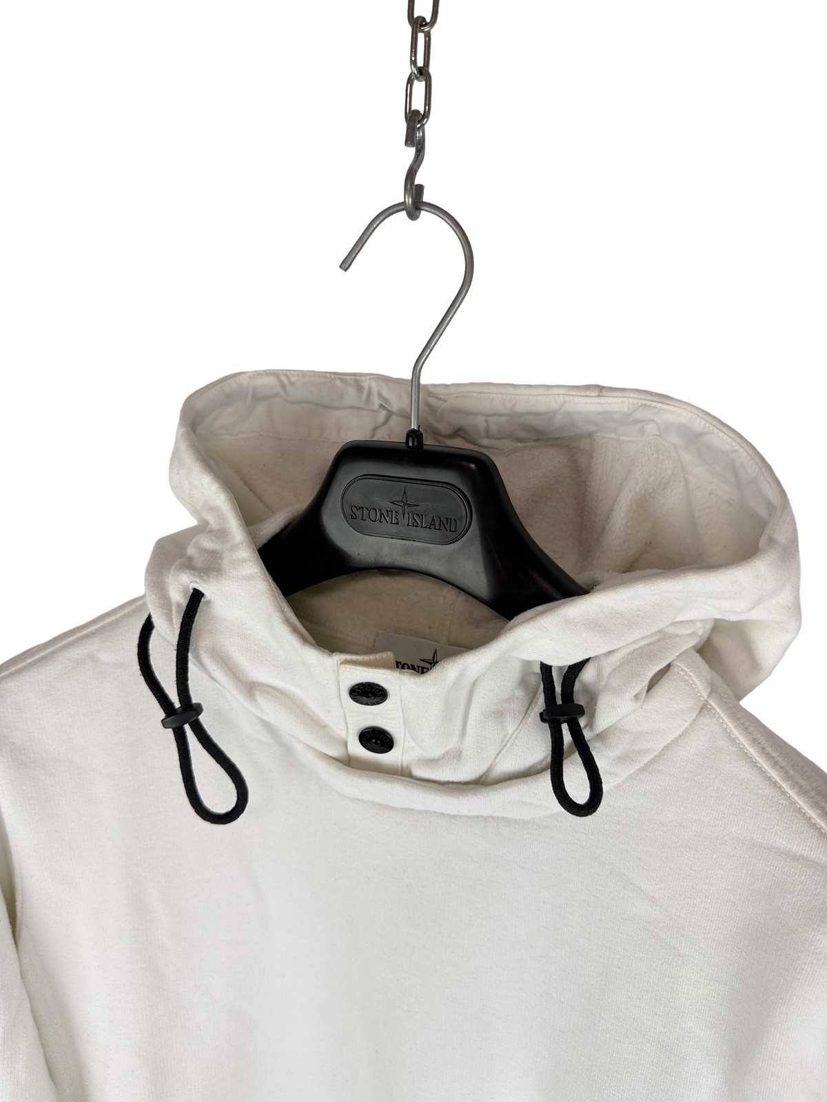 Felpa bianca con collo alto e cappuccio Stone Island - Taglia M - foto 4