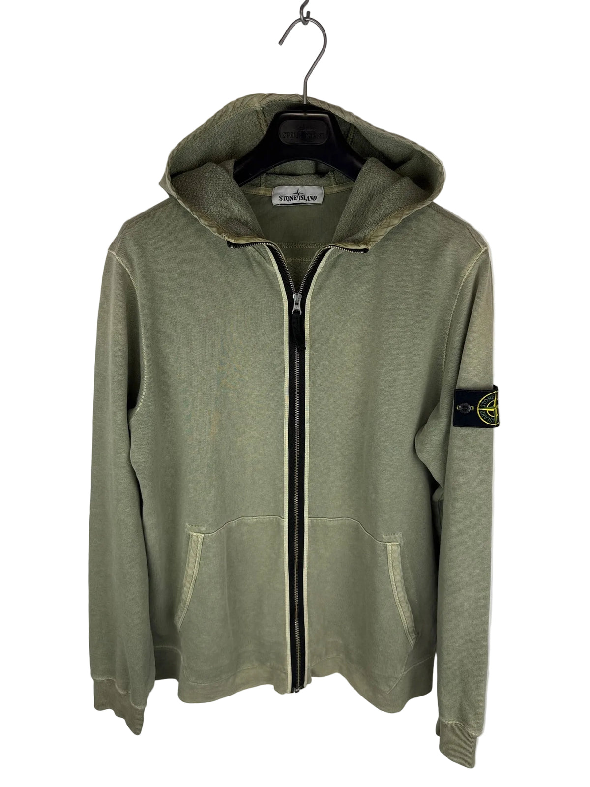 Felpa verde con zip e cappuccio Stone Island - Taglia L - foto 1