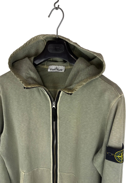 Felpa verde con zip e cappuccio Stone Island - Taglia L - foto 2