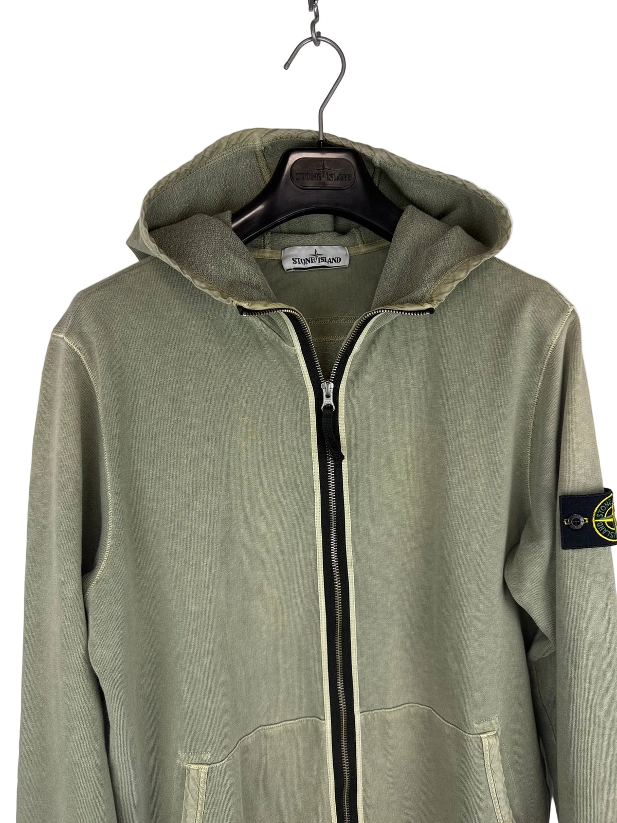 Felpa verde con zip e cappuccio Stone Island - Taglia L - foto 3