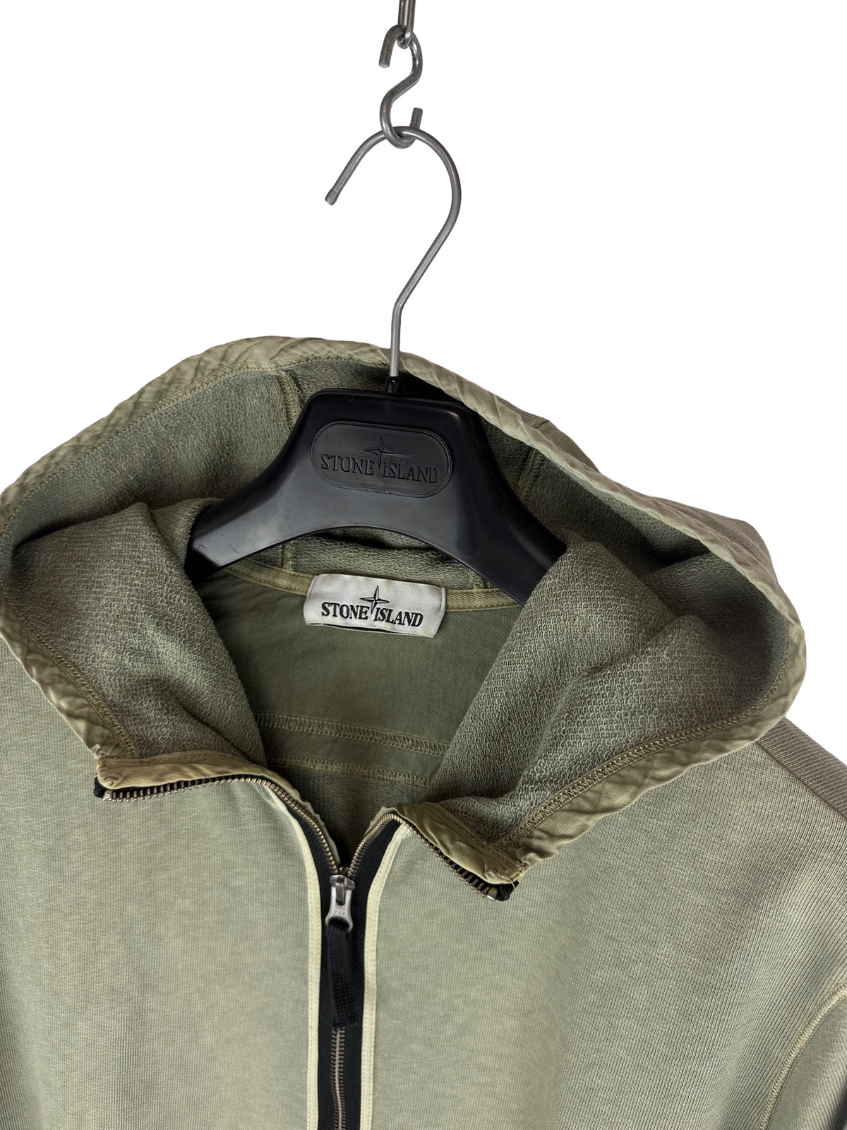 Felpa verde con zip e cappuccio Stone Island - Taglia L - foto 4