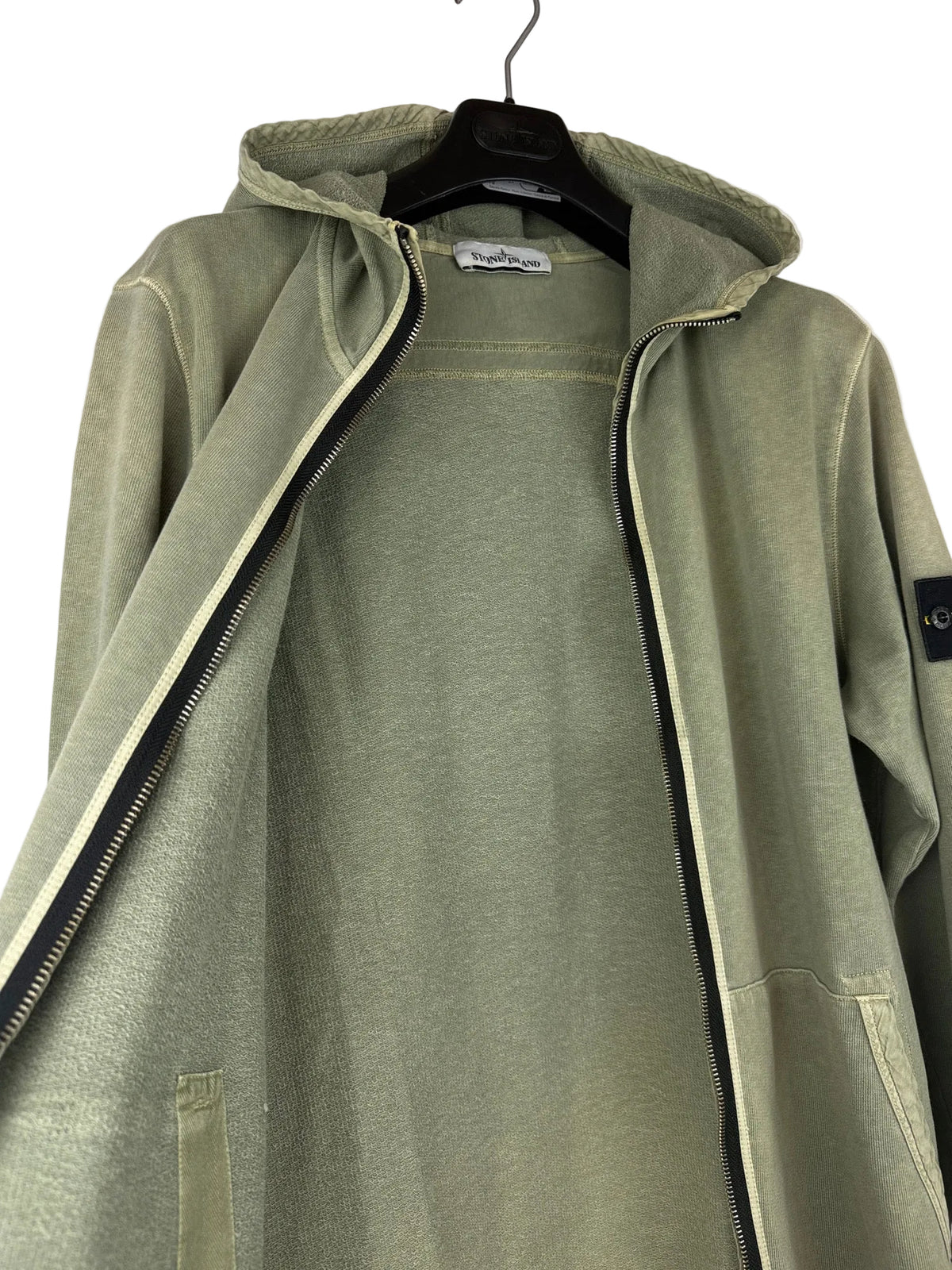 Felpa verde con zip e cappuccio Stone Island - Taglia L - foto 5