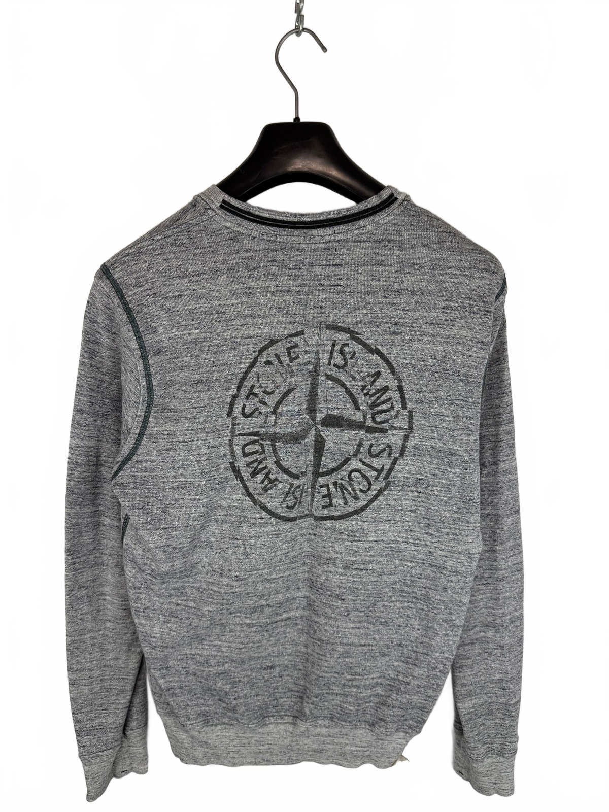 Maglione grigio mélange con logo Stone Island - Taglia M - foto 5
