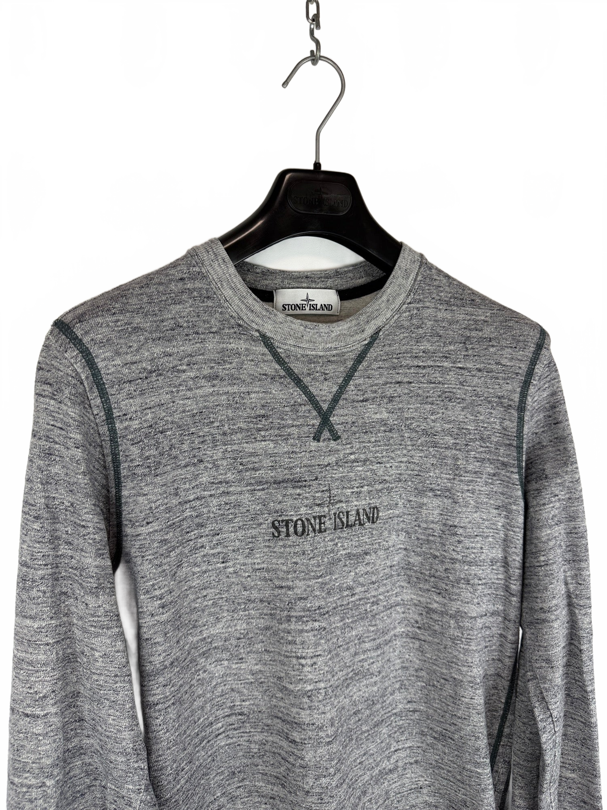 Maglione grigio mélange con logo Stone Island - Taglia M - foto 3