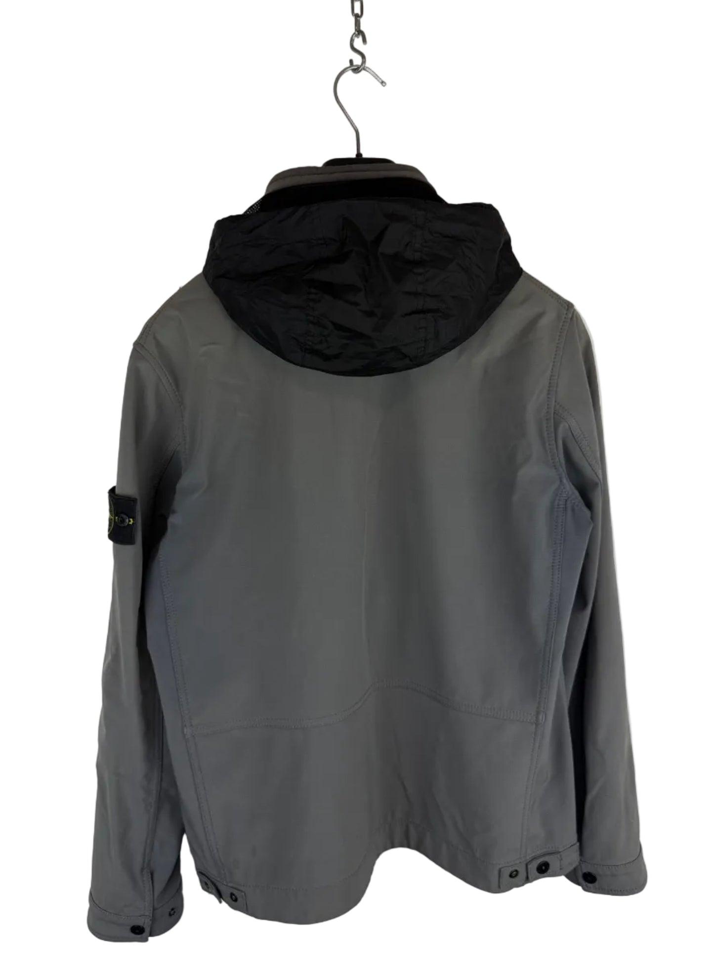 Giacca Light Soft Shell-R grigia con zip e cappuccio Stone Island - Taglia L