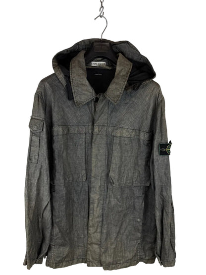 Giacca Vintage grigia in lino con chiusura a bottoni Stone Island - Taglia XL