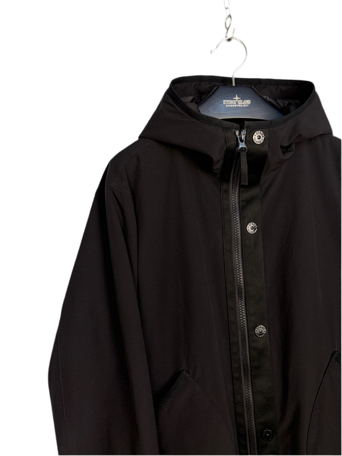 Giacca Soft Shell-R e.dye Technology in Primaloft nera con zip e cappuccio Stone Island - Taglia L
