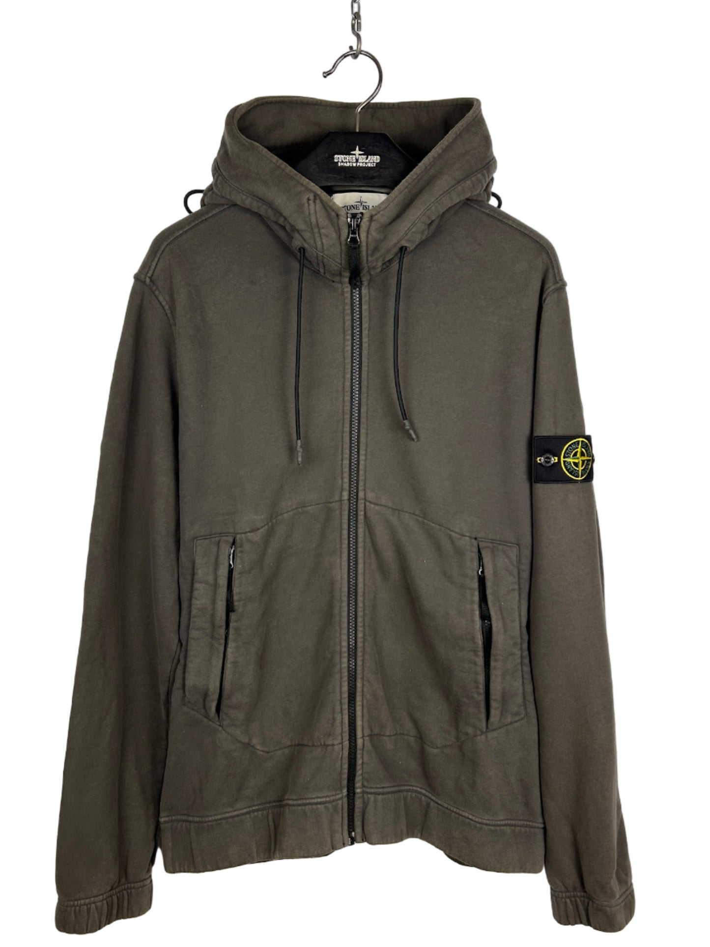 Felpa marrone con zip e cappuccio Stone Island - Taglia L