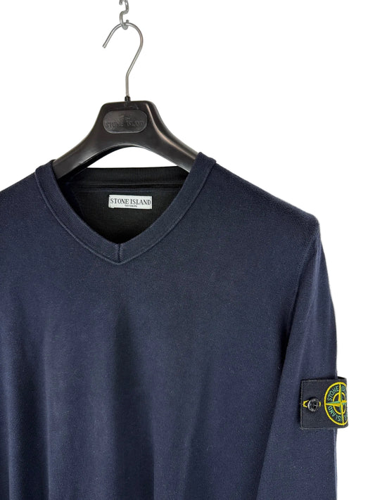 Maglione blu navy con scollo a V Stone Island - Taglia L