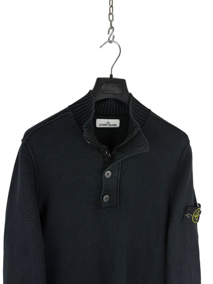 Maglione nero con 1/4 zip e bottoni Stone Island - Taglia L