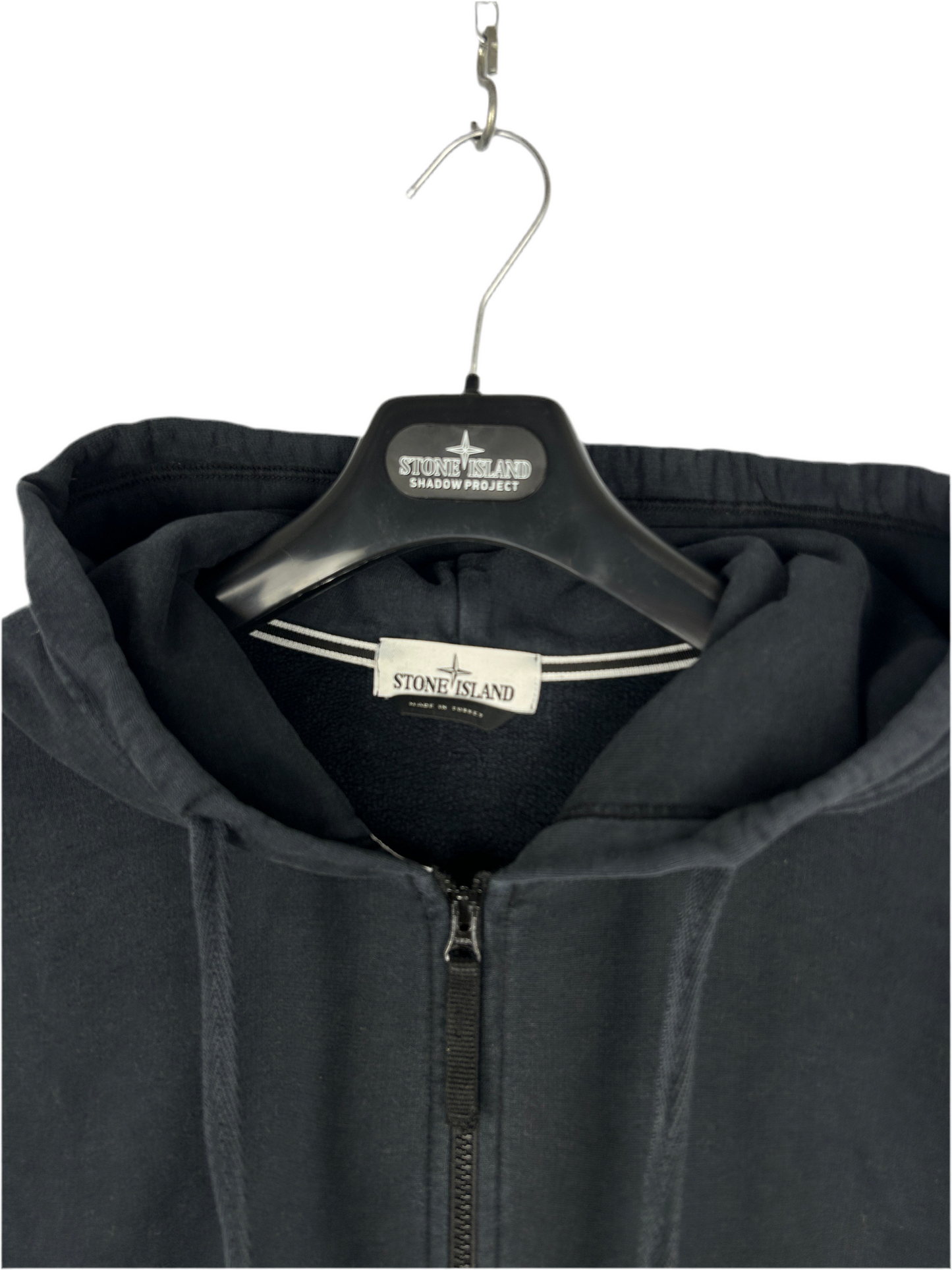 Felpa nera con zip e cappuccio Stone Island - Taglia XXXL