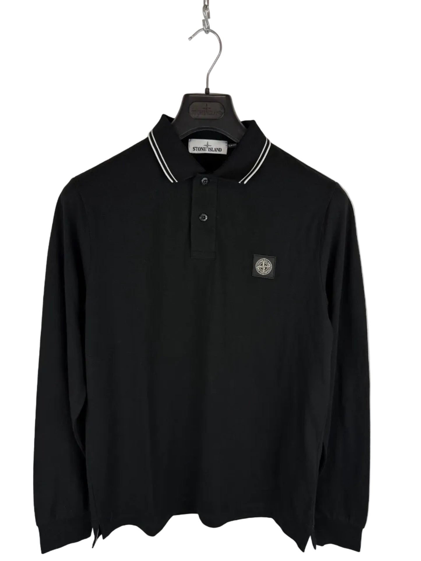 Polo nera a maniche lunghe Stone Island - Taglia L