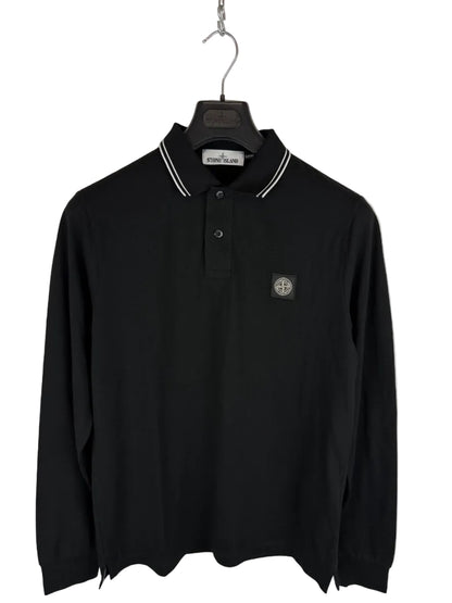 Polo nera a maniche lunghe Stone Island - Taglia L