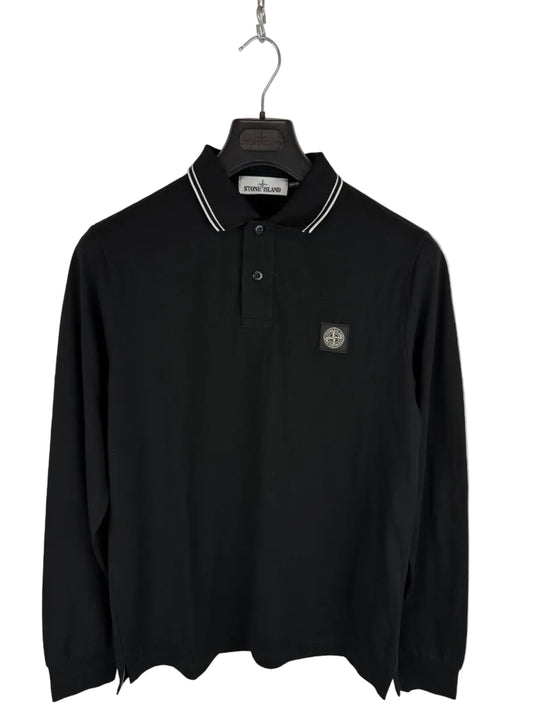 Polo nera a maniche lunghe Stone Island - Taglia L