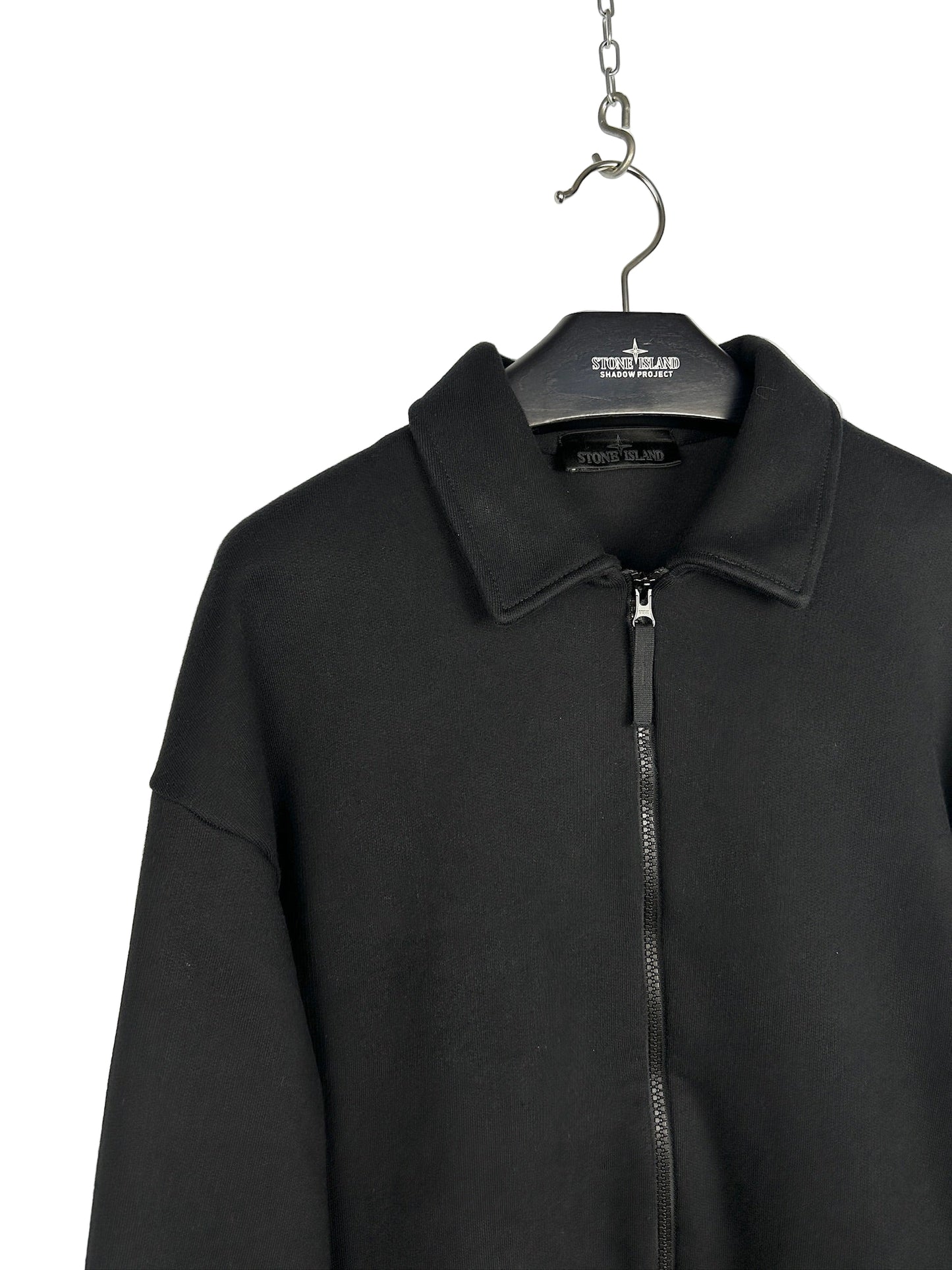 Overshirt Ghost nera con chiusura a zip Stone Island - Taglia L