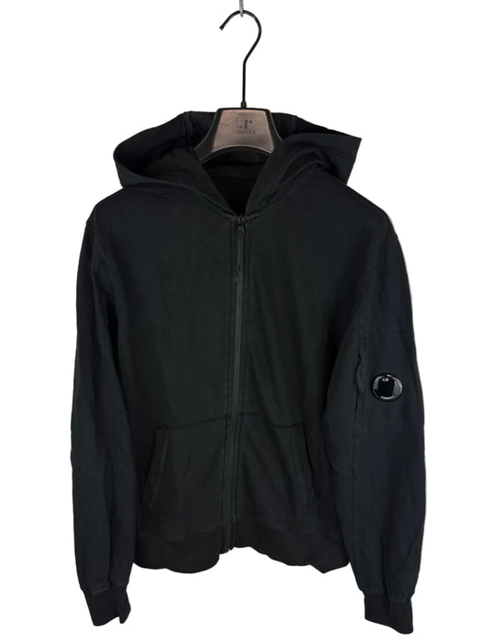 Felpa nera con zip e cappuccio C.P. Company - Taglia S