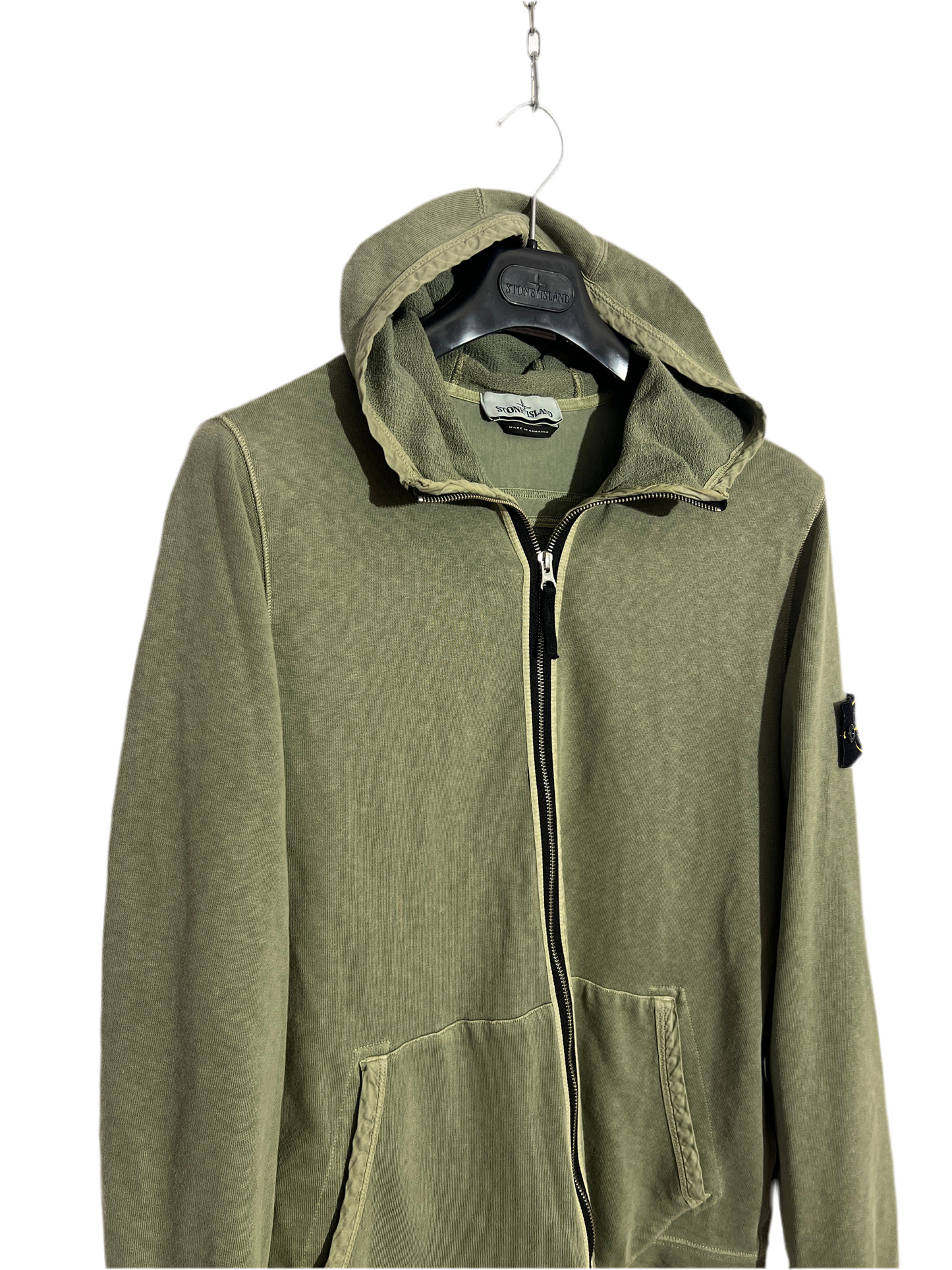 Felpa verde con zip e cappuccio Stone Island - Taglia L