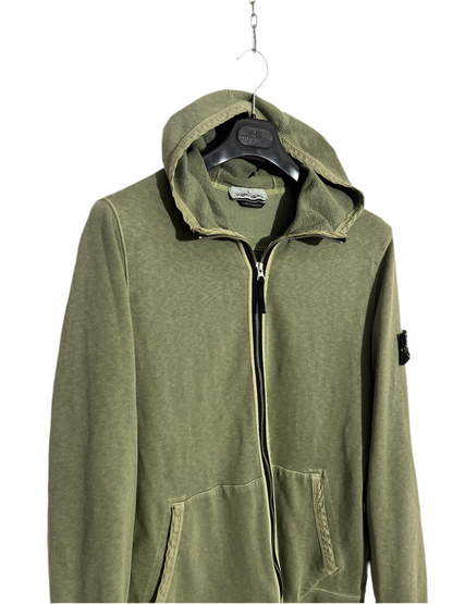 Felpa verde con zip e cappuccio Stone Island - Taglia L