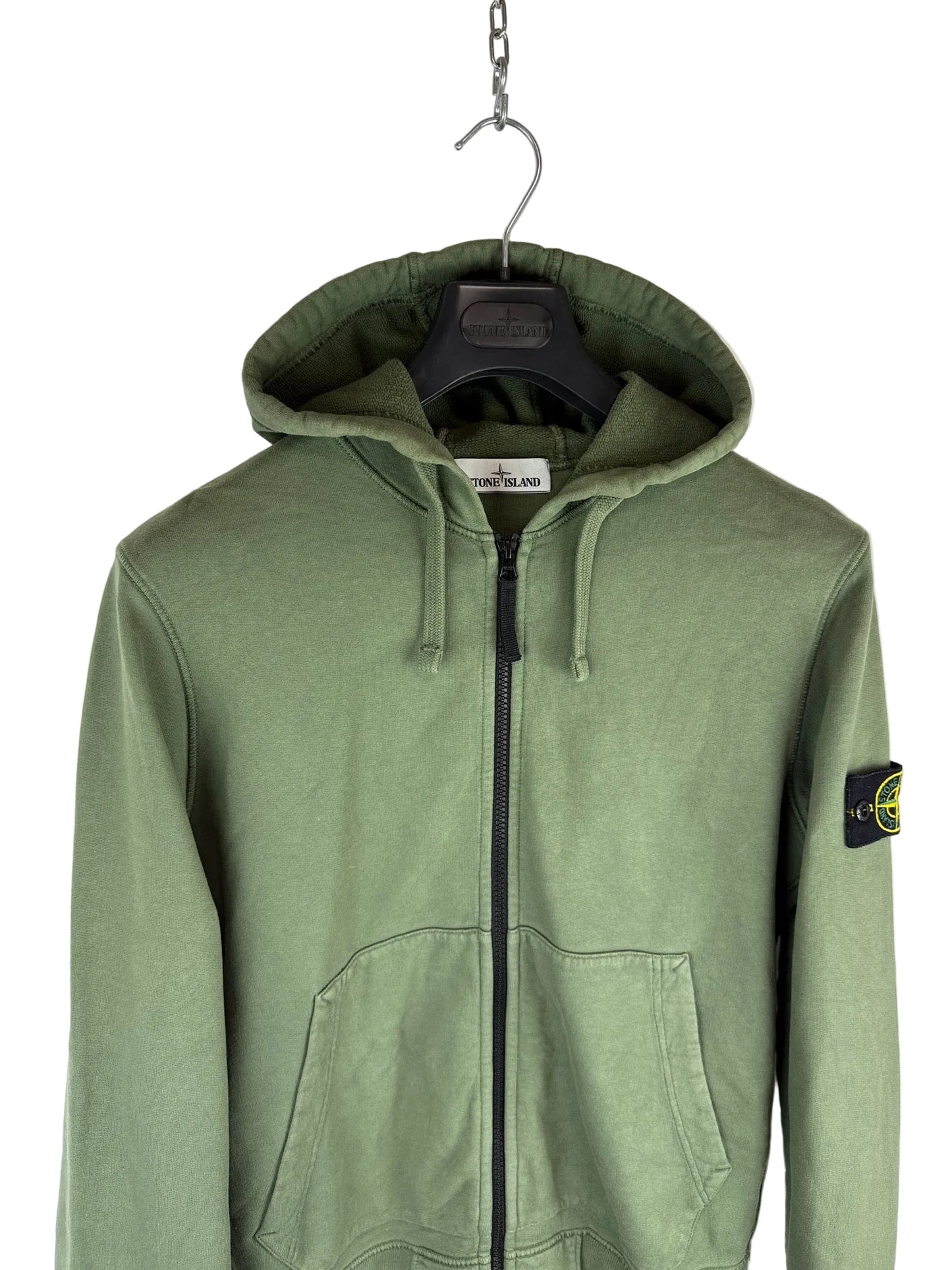 Felpa verde con zip e cappuccio Stone Island - Taglia S