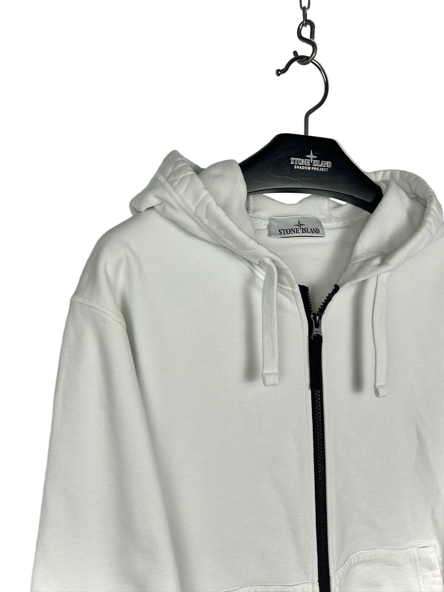 Felpa bianca con zip e cappuccio Stone Island - Taglia XL