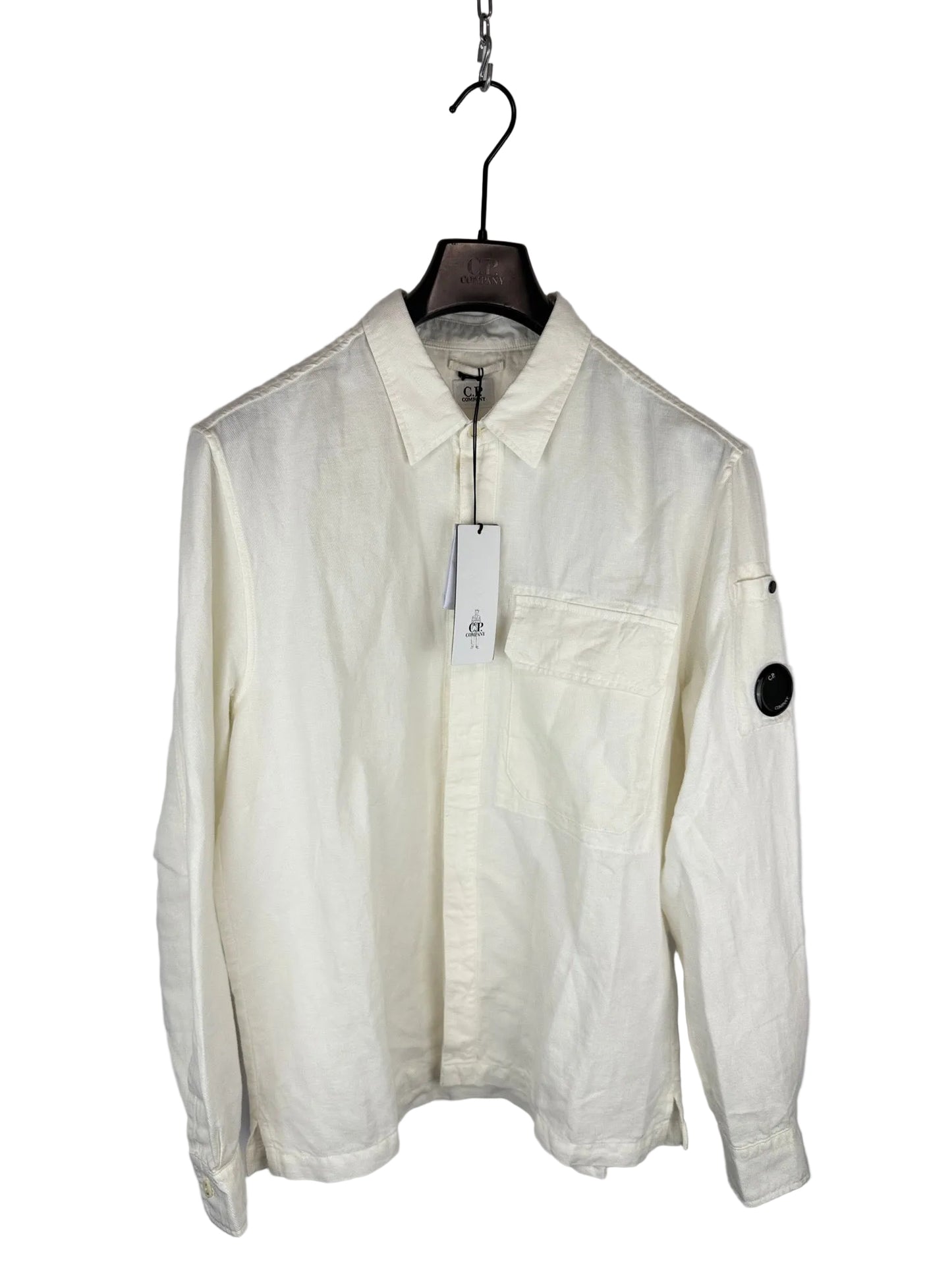 Overshirt bianca con chiusura a zip C.P. Company (nuova con cartellino) - Taglia L