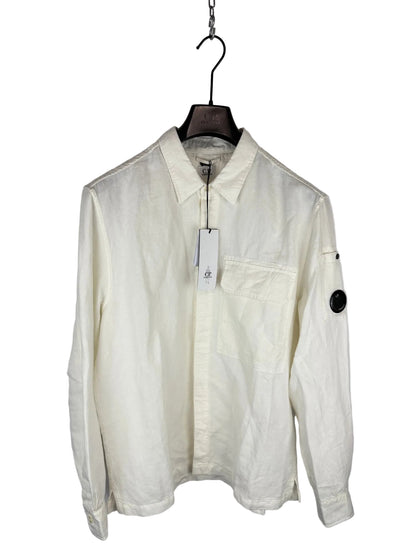 Overshirt bianca con chiusura a zip C.P. Company (nuova con cartellino) - Taglia L