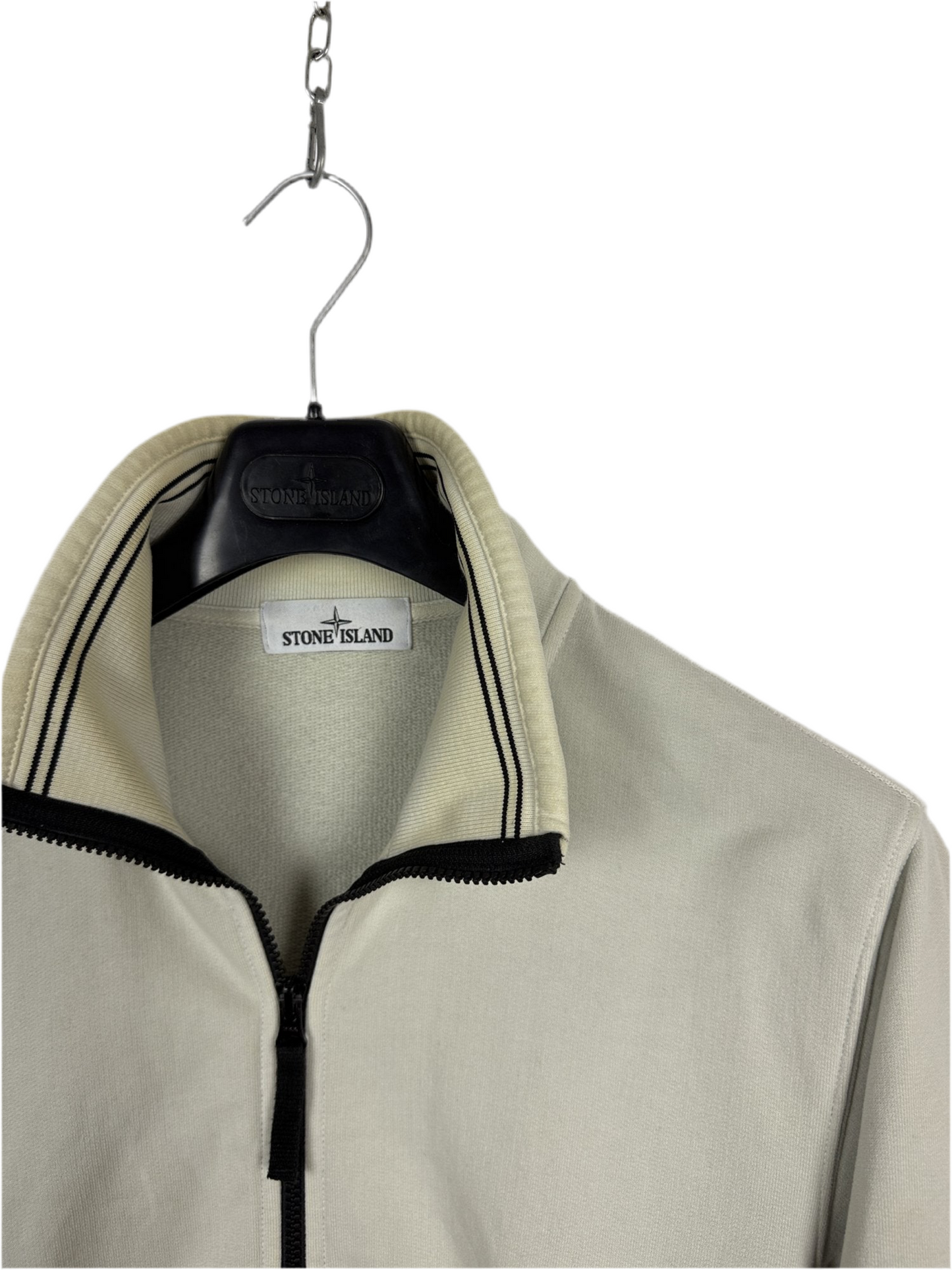 Felpa bianco-panna con zip e collo alto - Taglia L