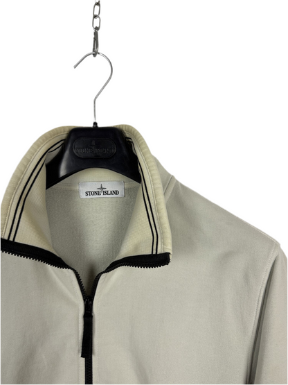 Felpa bianco-panna con zip e collo alto - Taglia L