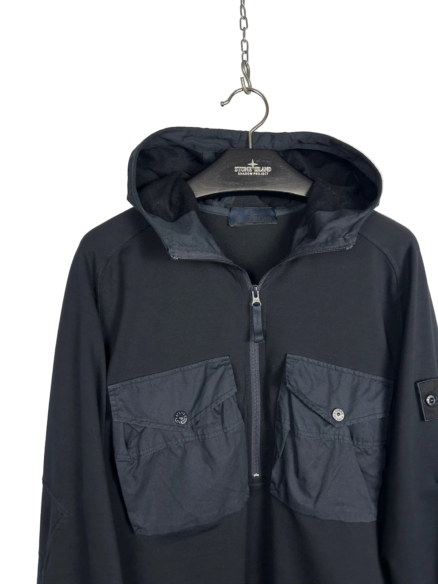 Felpa a mezza zip con cappuccio Ghost blu navy Stone Island - Taglia M