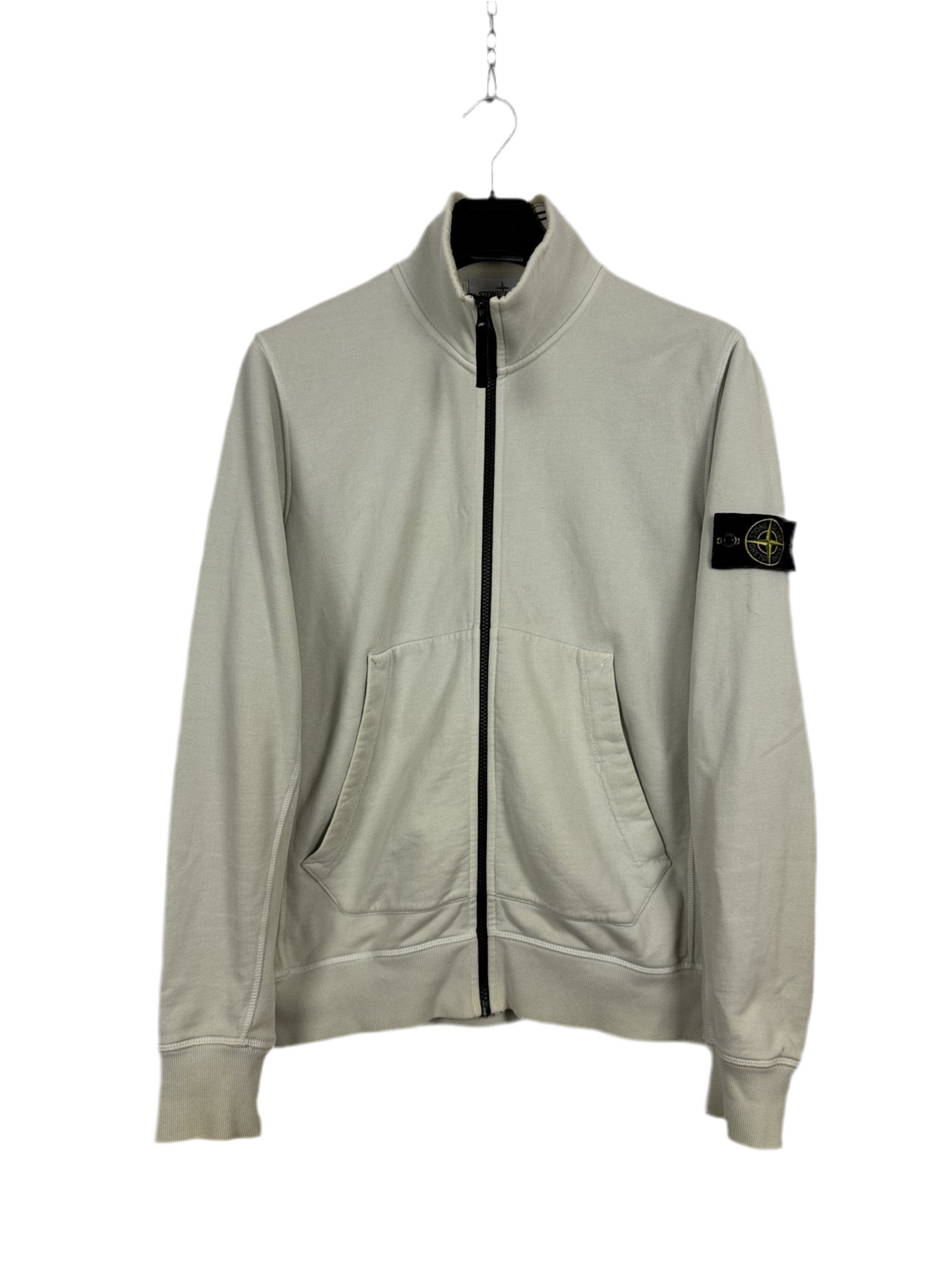 Felpa bianco-panna con zip e collo alto - Taglia L