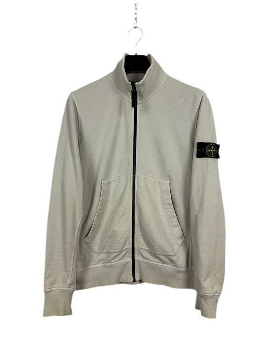 Felpa bianco-panna con zip e collo alto - Taglia L