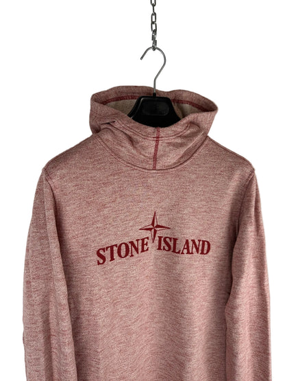 Felpa rosa con cappuccio e logo ricamato Stone Island - Taglia M
