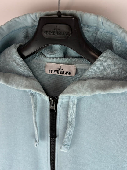 Felpa azzurra con zip e cappuccio Stone Island - Taglia M