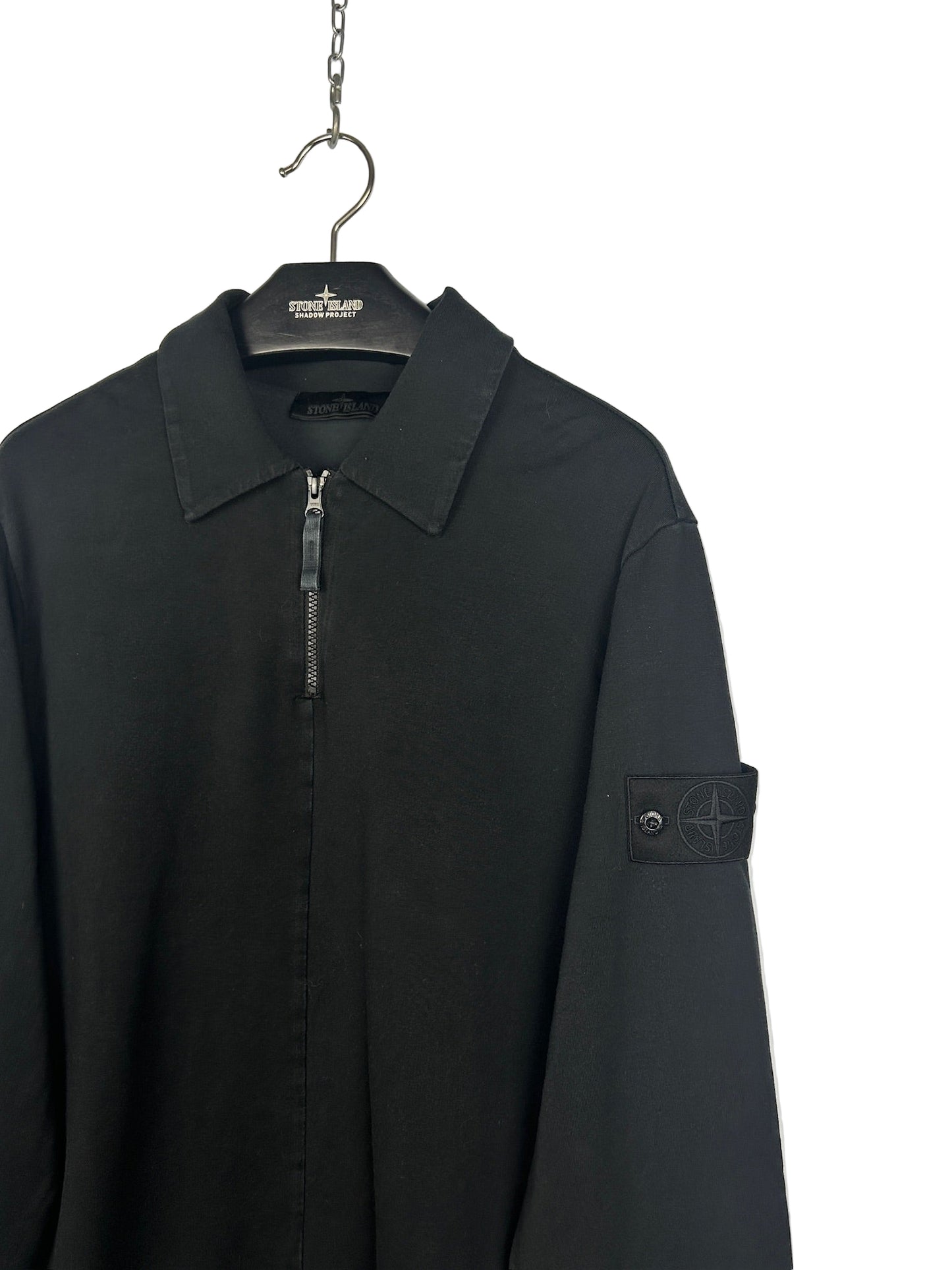 Felpa nera Ghost a mezza zip Stone Island - Taglia M