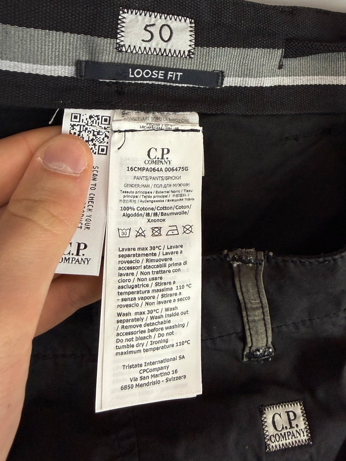 Pantaloni cargo neri C.P. Company (nuovi con cartellino) - Taglia W34