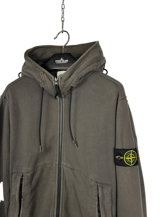 Felpa marrone con zip e cappuccio Stone Island - Taglia L
