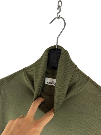 Maglione dolcevita verde in 100% lana Stone Island - Taglia M