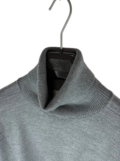 Maglione dolcevita grigio in 100% lana Stone Island - Taglia M