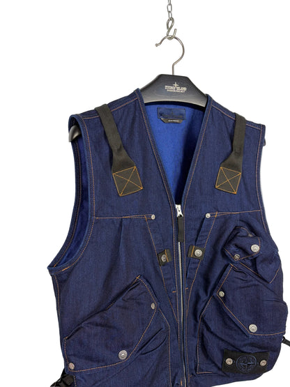 Giacca smanicato blu navy Indigo Polypropylene Denim Light Denim Research Stone Island - Taglia S